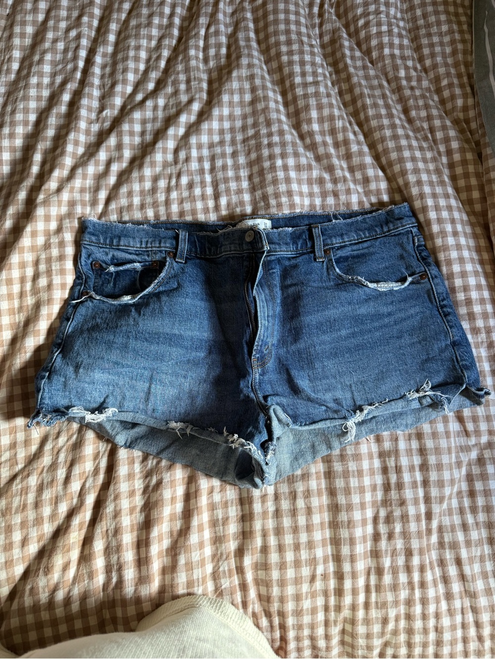 Abercrombie & Fitch Dark Blue Distressed Denim Shorts